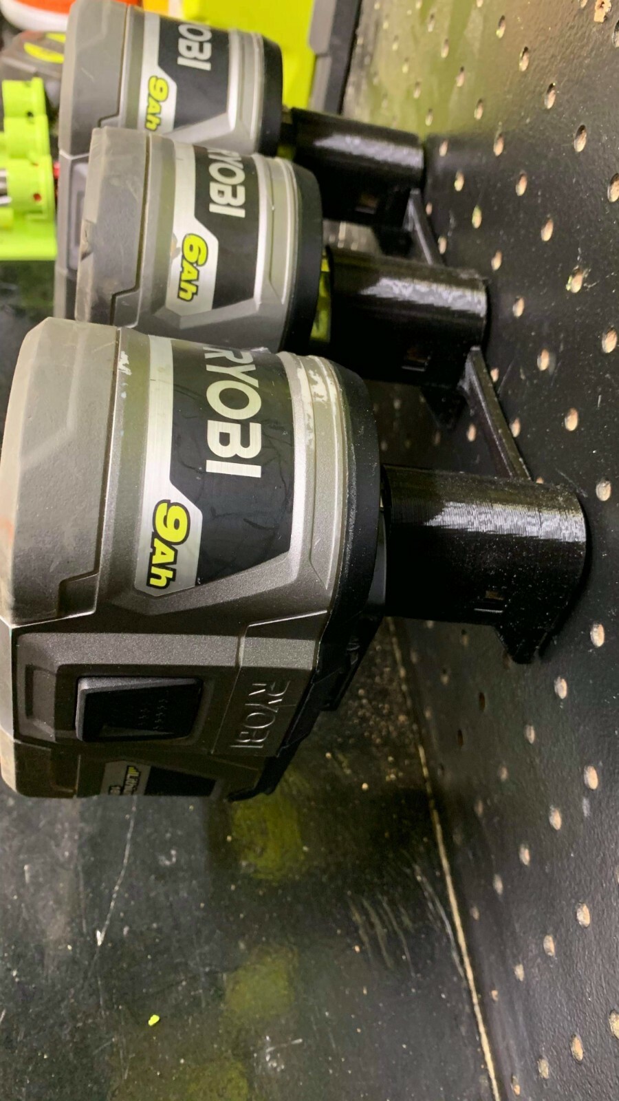 TRIPLE RYOBI GREEN Battery Holder Wall Mount for Ryobi One+ One Plus 18V