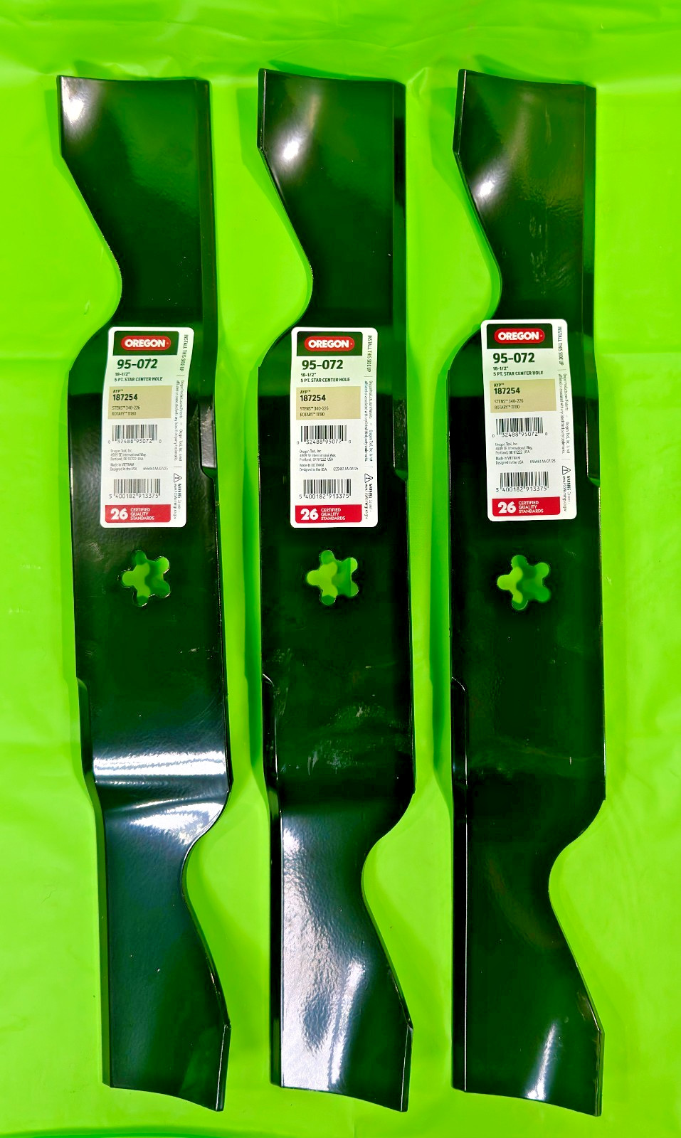 NEW 3PK 95-072 High Lift Mower Blades For Husqvarna Z254i 54in Deck 187256