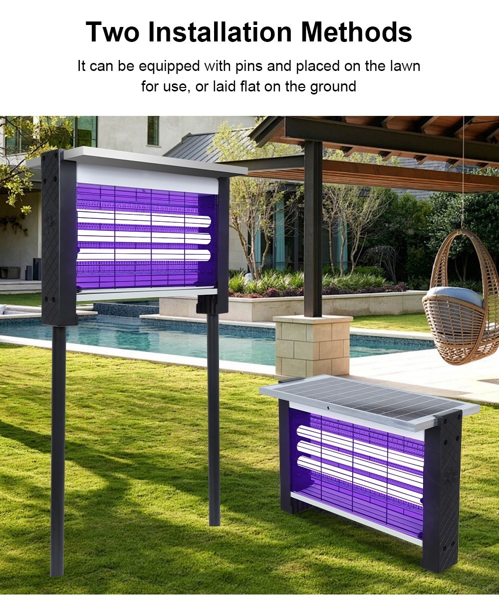 Solar Bug Zapper Outdoor Mosquito Zapper 4500V Waterproof Rechargeable Fly Trap