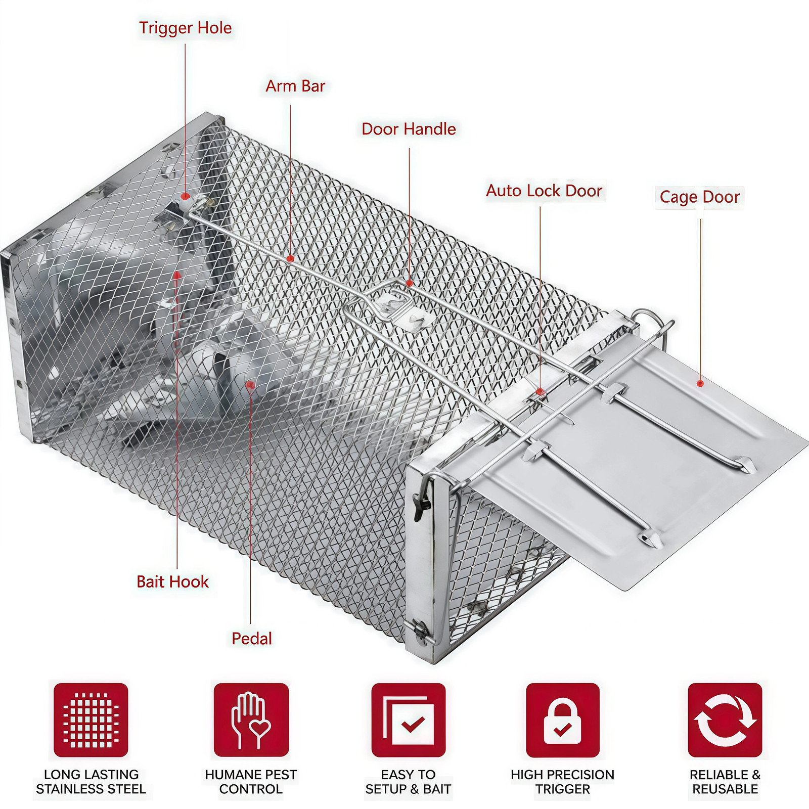 USA Mouse Trap Rat Trap Rodent Trap Live Catch Cages – Easy to Set Up and Reuse