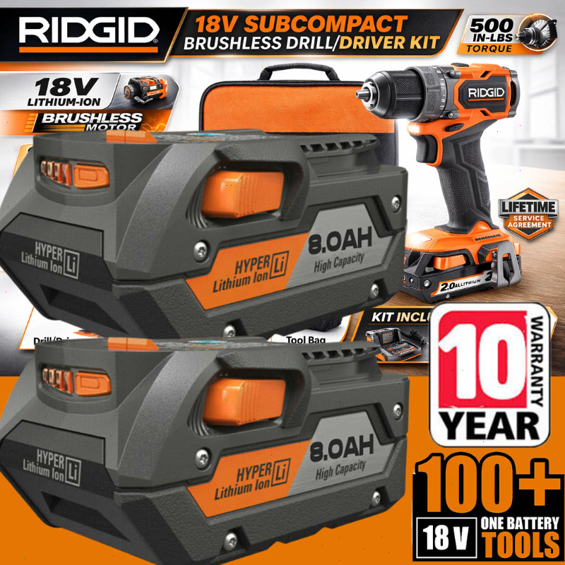 2 PACK For Ridgid 18V R840085 8.0Ah Lithium-ion Battery Rigid 18Volt R840087