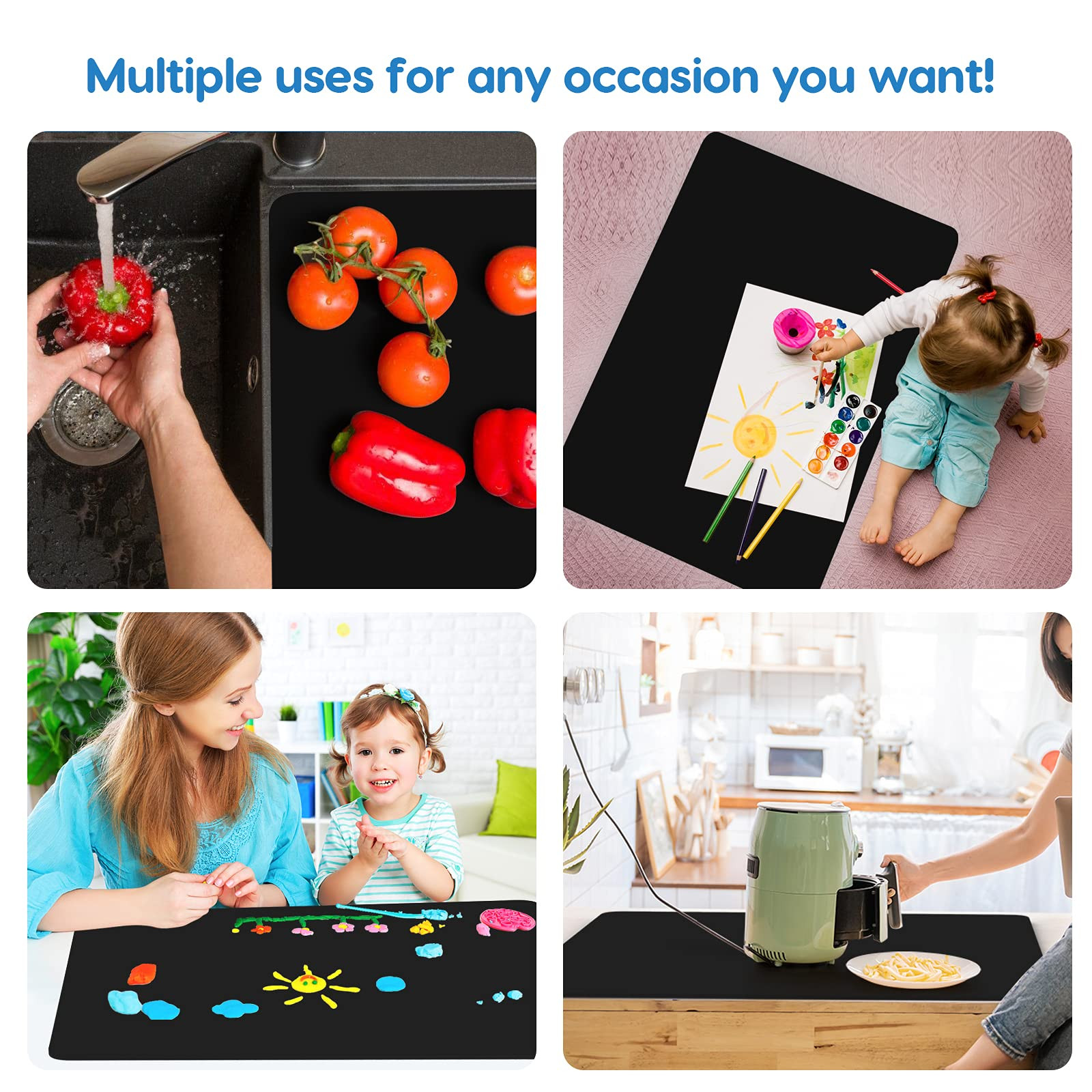 Extra Large Silicone Mat 36”x24”x0.08”, Multipurpose Silicone Mat Thick Heat …