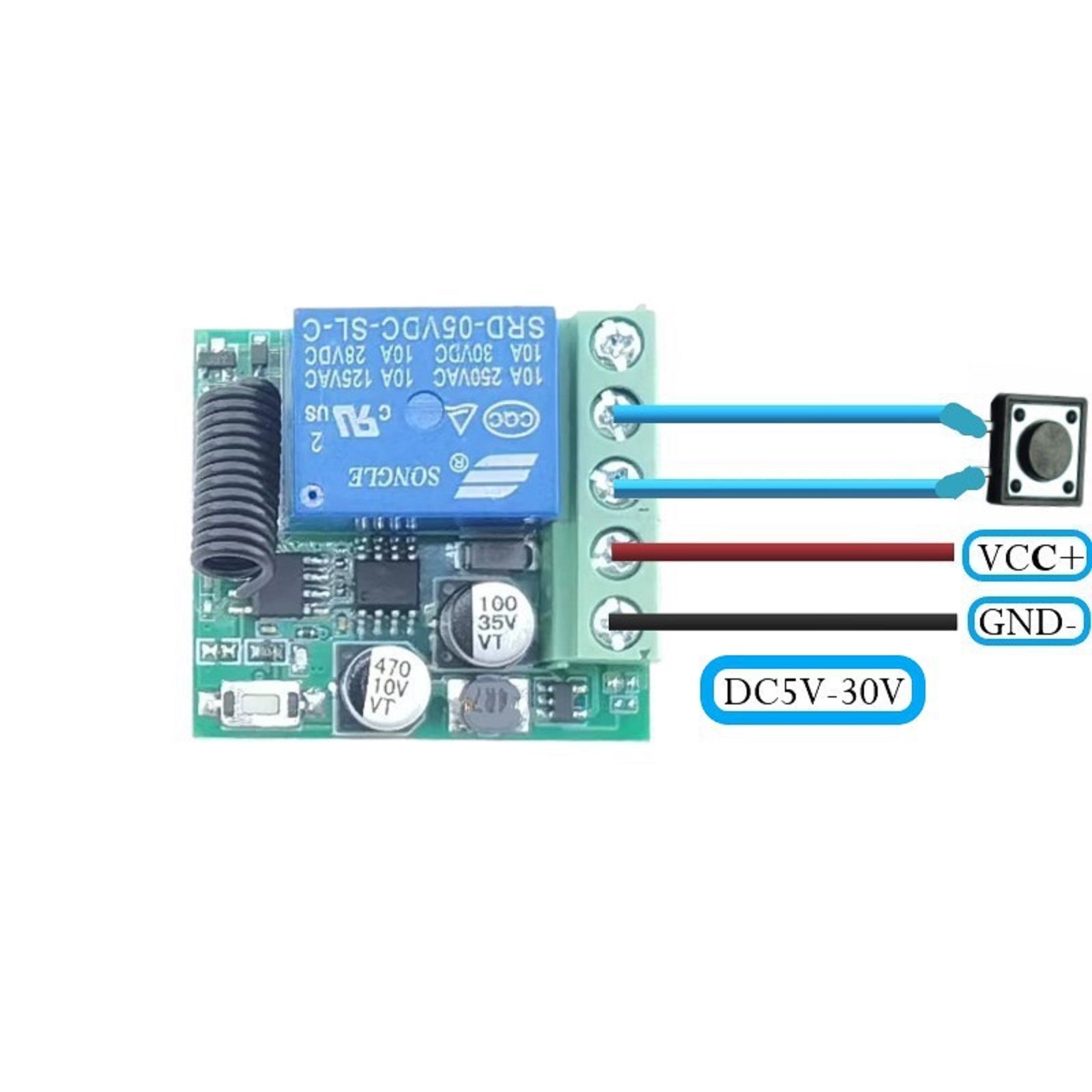 433Mhz DC5-30V 1CH Universal Wireless Remote Control Switch Relay Receiver Kit G