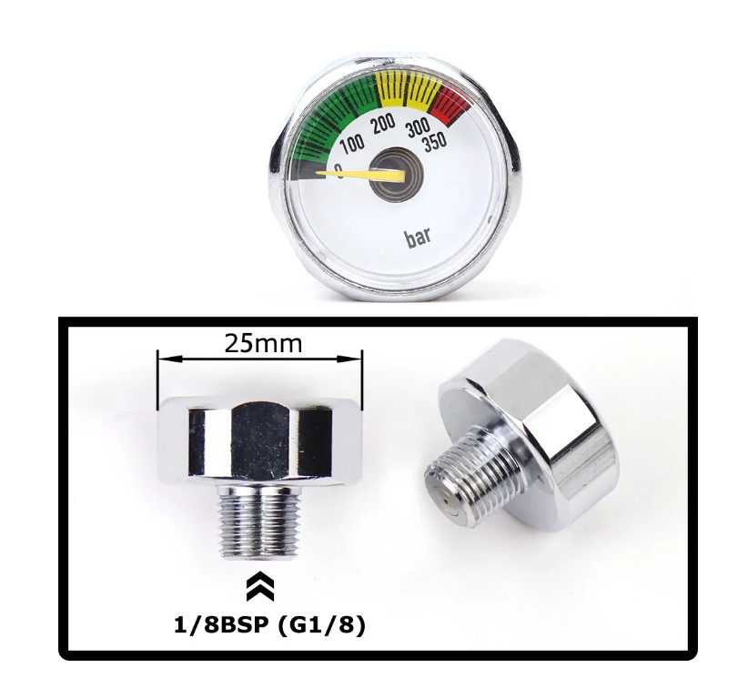 PCP Air Mini Micro Pressure Gauge Manometre Manometer 1/8BSP(G1/8) 1/8NPT M10 M8