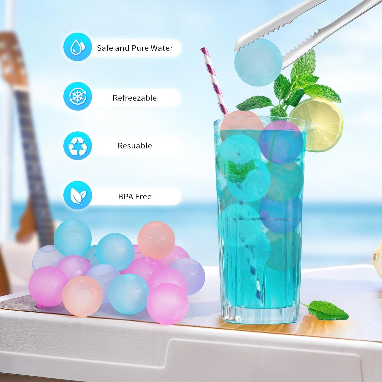 380 Pack Reusable Ice Cube for Drinks – Refreezable Plastic Ice Cubes Without