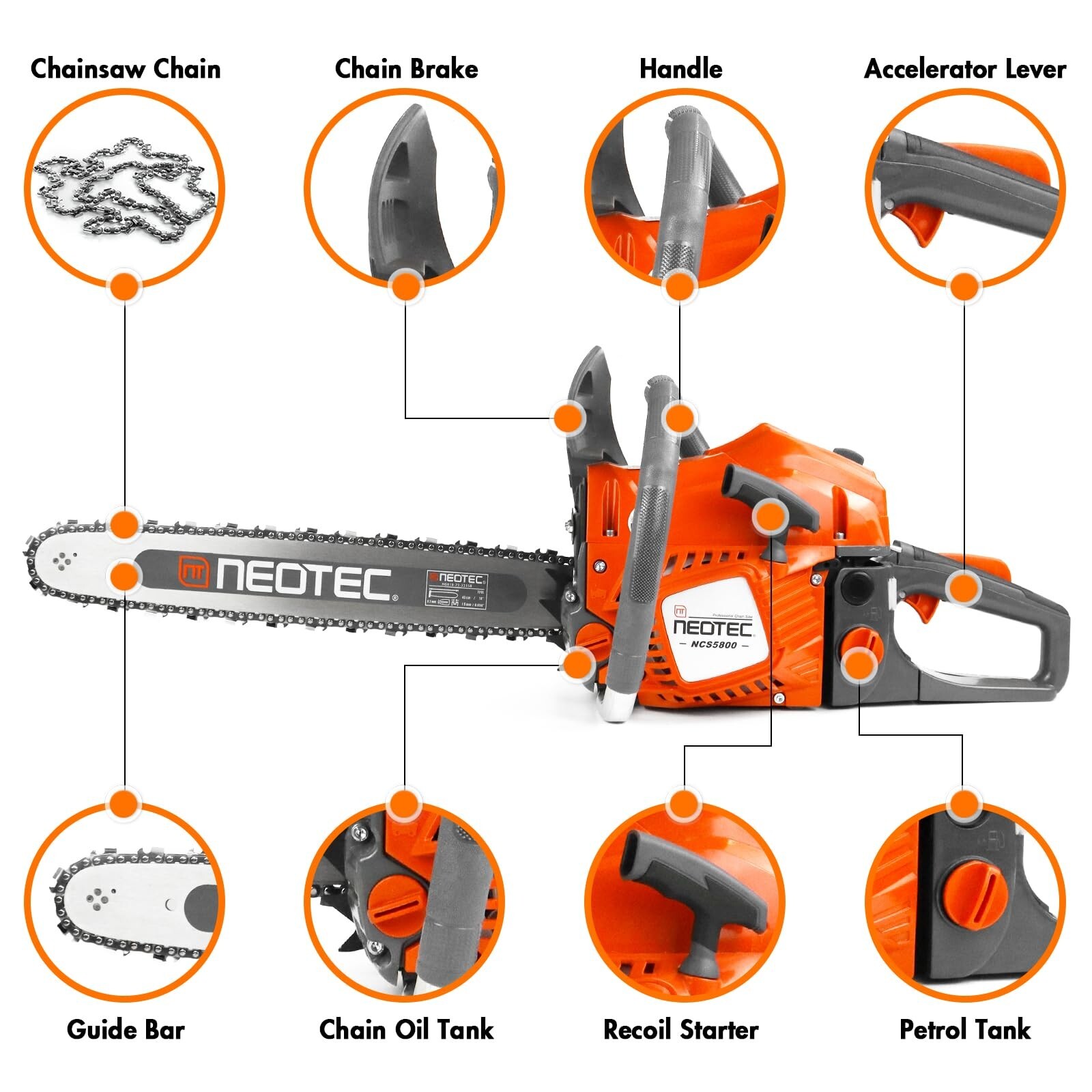 2-Stroke Gasoline Chainsaw 18″ + 20″ Bar Power Engine Wood Cutting Gas Chain Saw