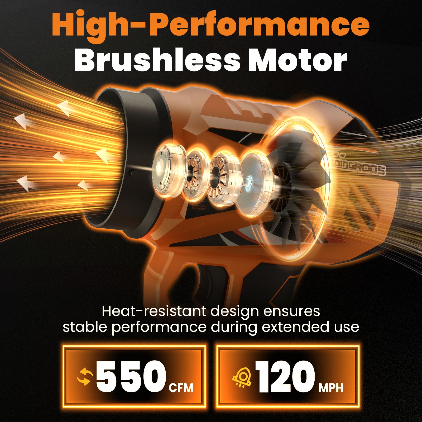 Brushless Leaf Blower Cordless 21V 550 CFM Variable Speed 2 Battery Kit