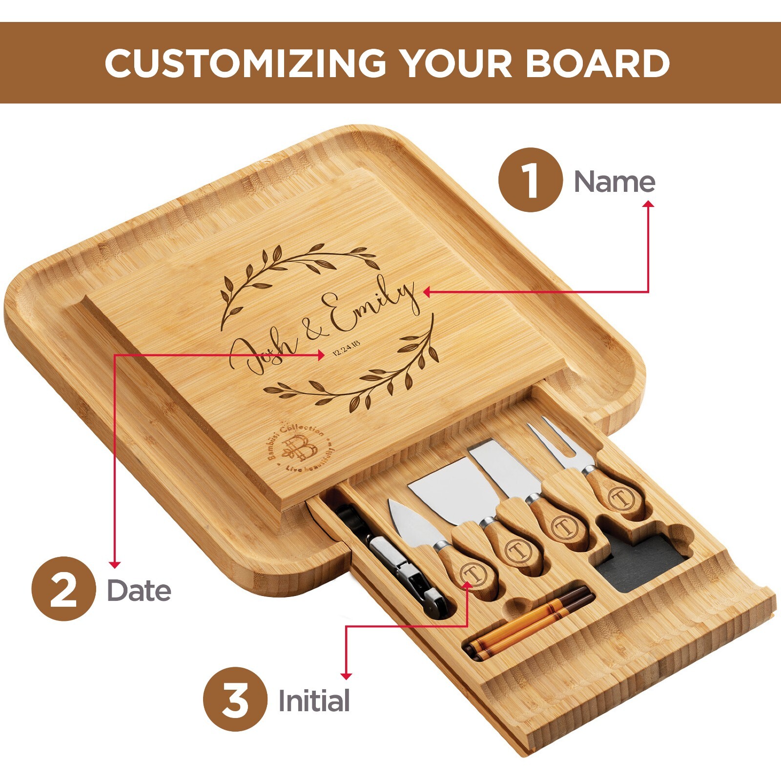 Personalized Charcuterie Board, Bamboo Cheese Board – Personalized Cutting Board