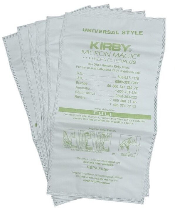 6 KIRBY HEPA VACUUM BAGS AVALIR SENTRIA G3 G4 G5 G6 MICRON MAGIC ALLERGEN