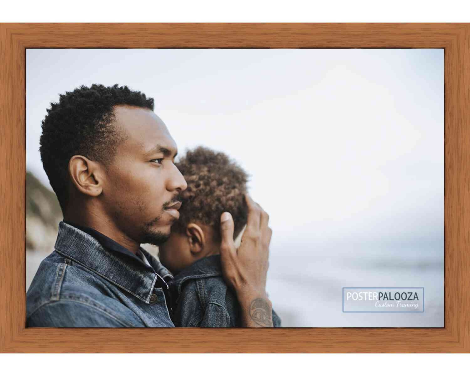 Slim Profile Brown Picture Frame – UV Acrylic,Backing, Hanging Hardware