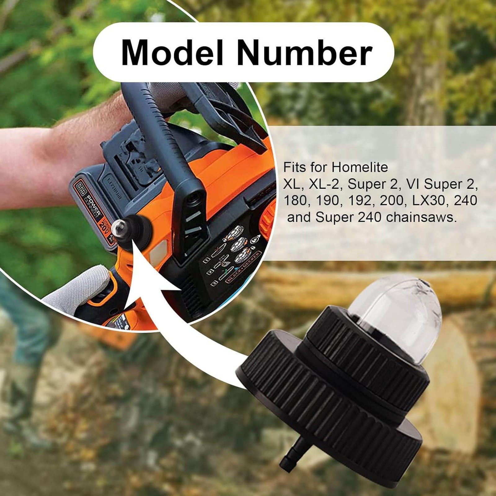 Chainsaw Fuel Gas Cap ABS Plastic For Homelite A01372A UP05955 XL-2 Super 2
