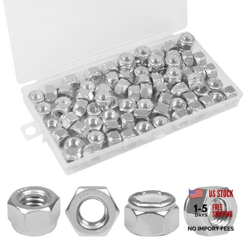 70PCS 5/16″-18 Nylon Insert Hex Lock Nuts,304 Stainless Steel 5/16″-18;70 PCS