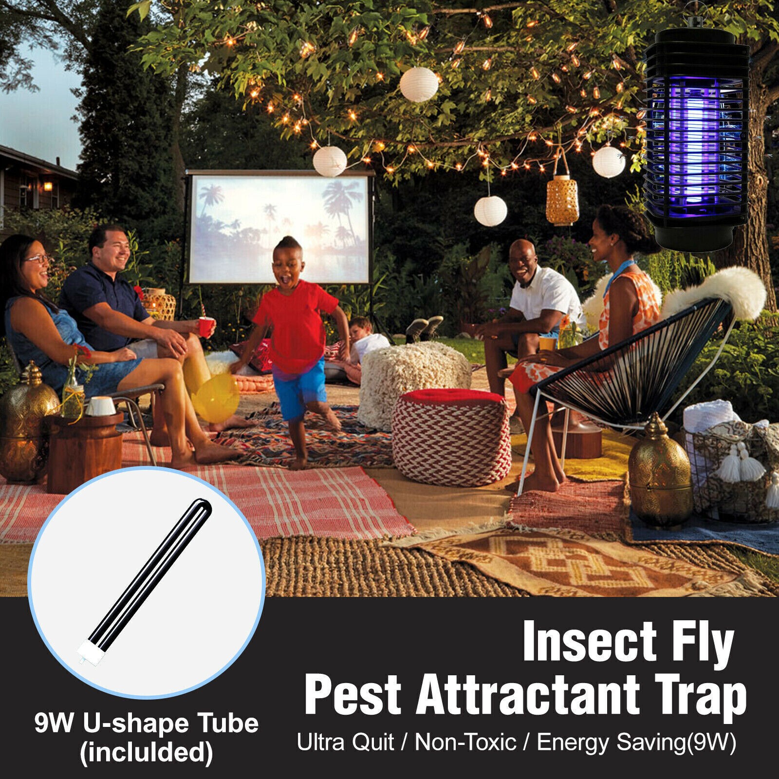 1~4PCS Electric Mosquito Insect Zapper Fly Bug Killer Trap LED Lamp Pest Control