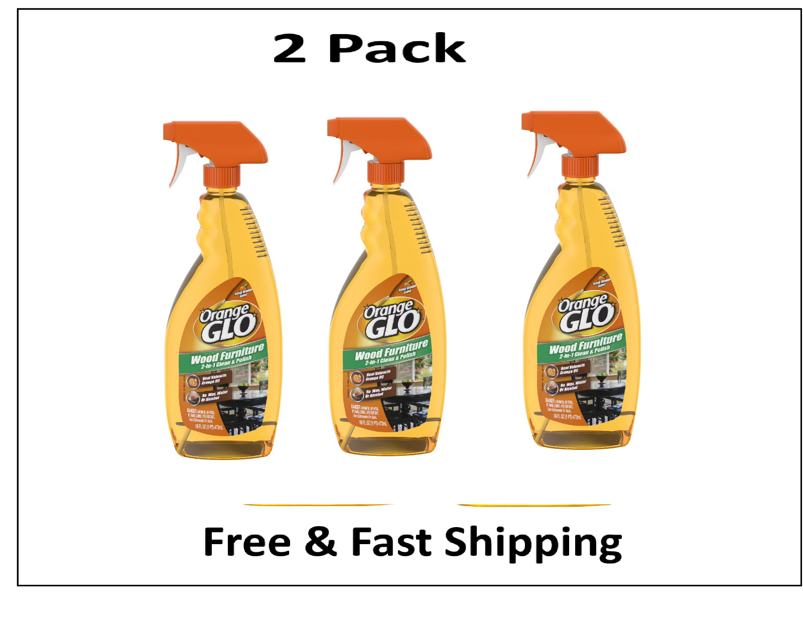 Orange Glo Wood Furniture 2-in-1 Clean & Polish Spray, 16 oz Pack of 3