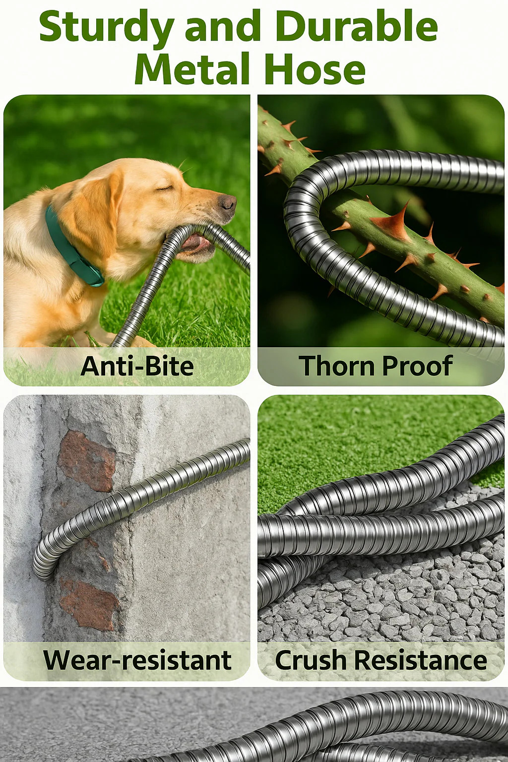 Stainless Steel Metal Garden Water Hose Pipe Flexible Lightweight 25/50/75/100FT