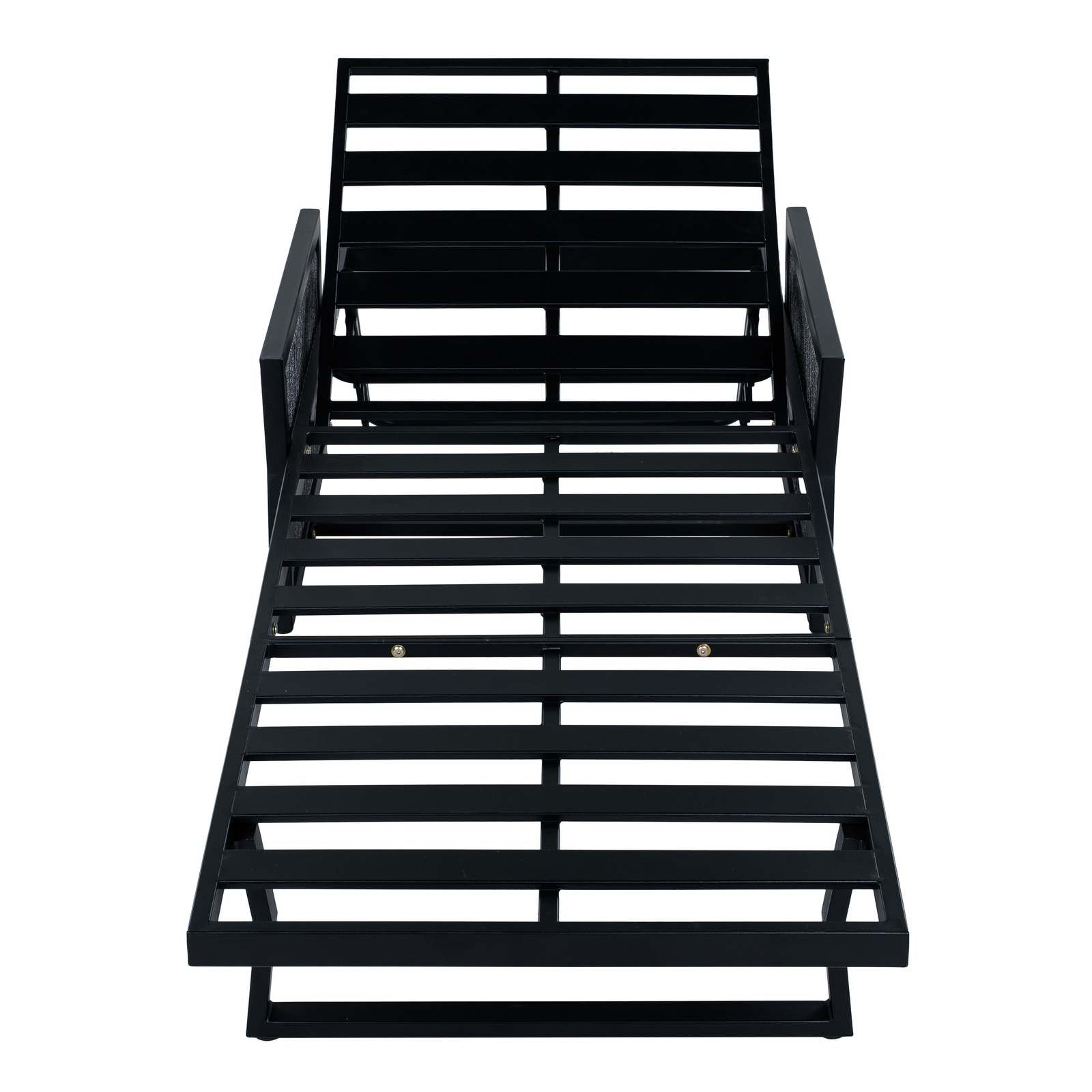 All-Black Chaise Lounge with 4″ Thick Dark Grey Cushion, 400 LBS Capacity