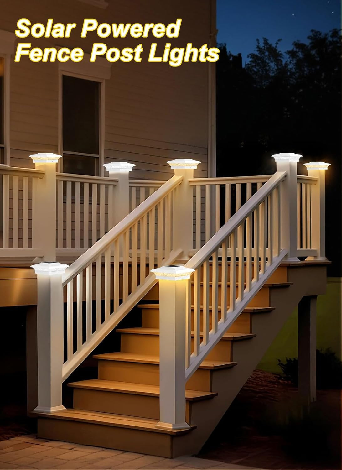 T-SUN 4×4 Post Cap Lights 6 Pack for Vinyl/Wooden Fence,Outdoor Waterproof Warm