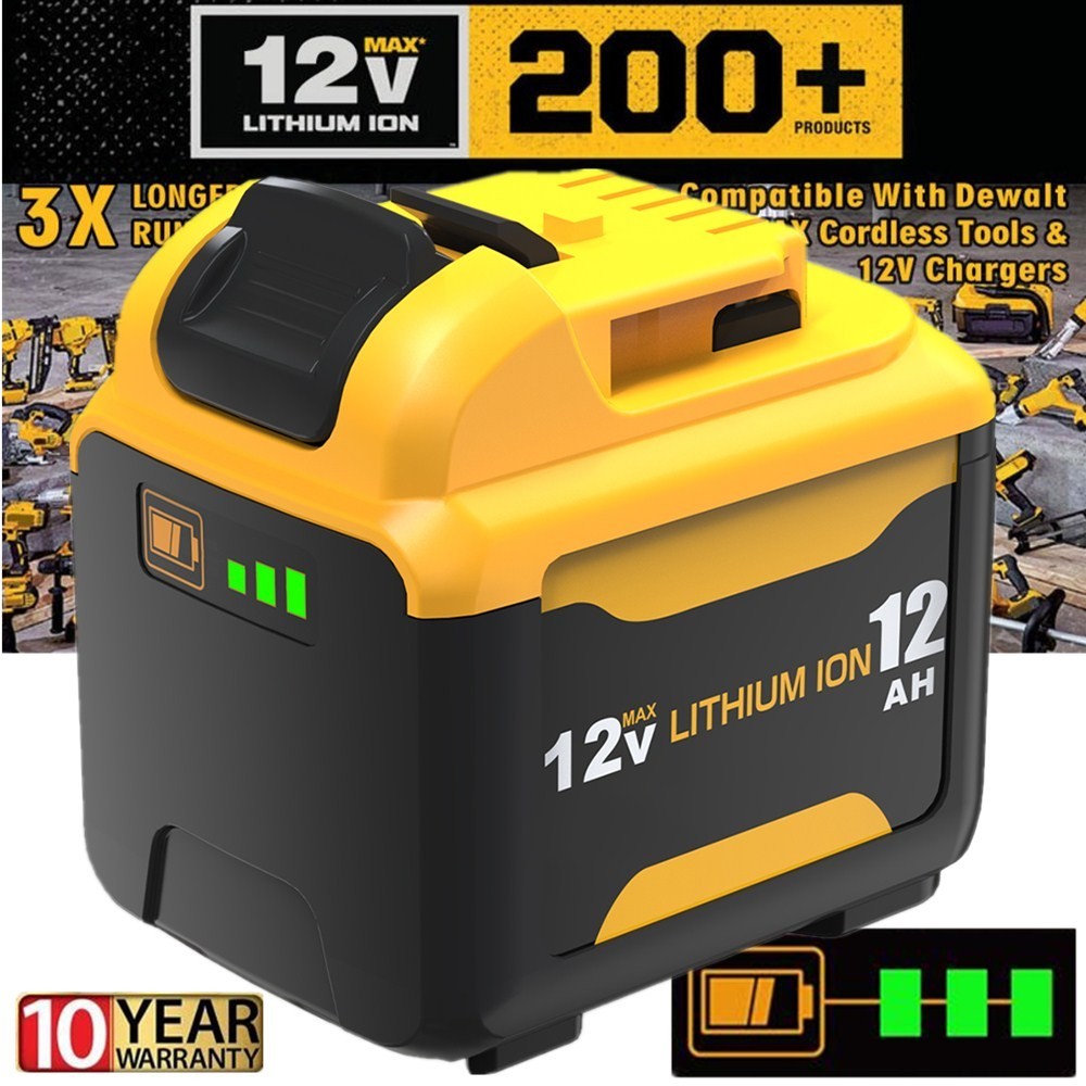 12.0Ah For DeWALT DCB126 12V MAX 5.0Ah Lithium-Ion Lightweight Compact Battery