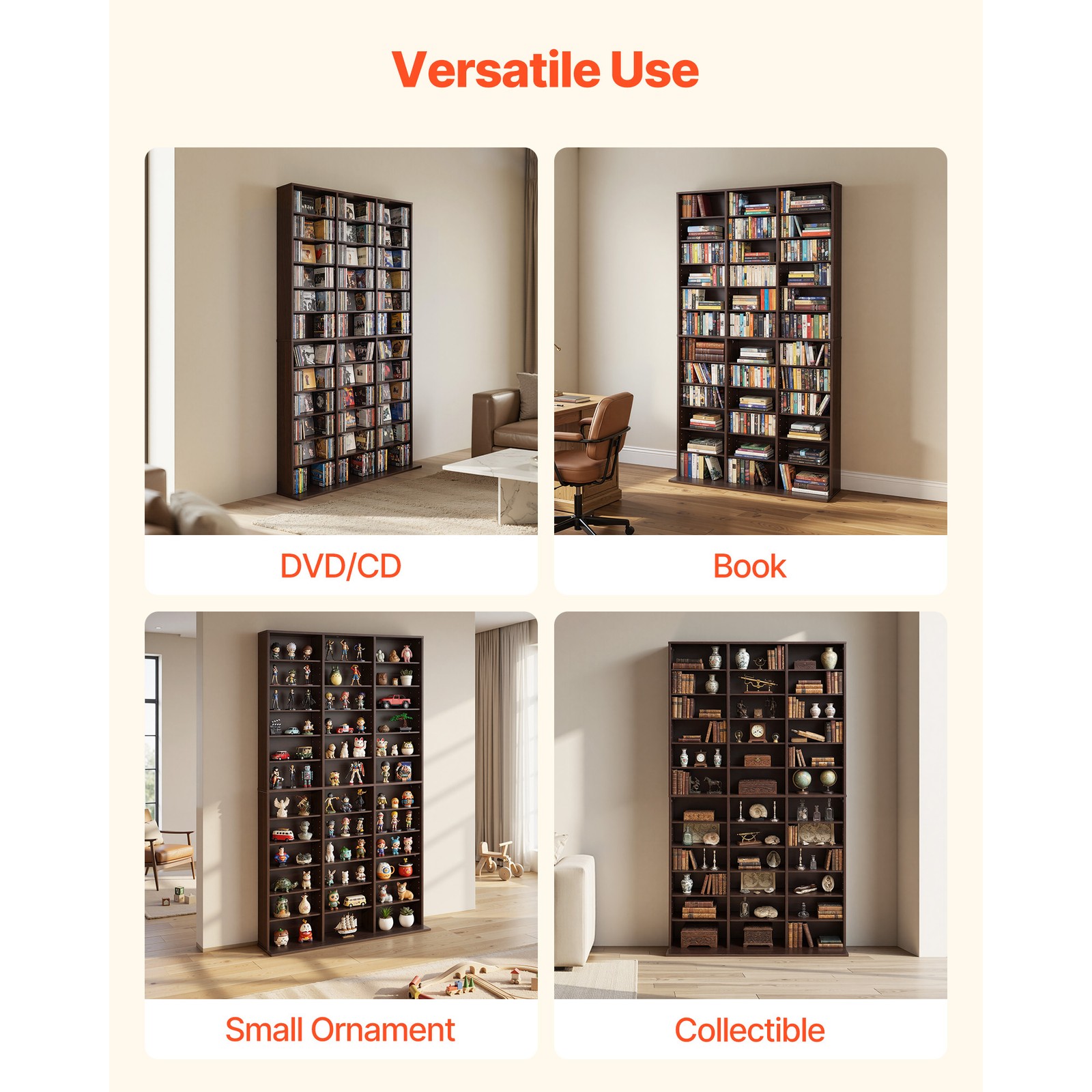 Uimoso 12-Tier Media Storage Cabinet with 36 DVD Organizer Compartments