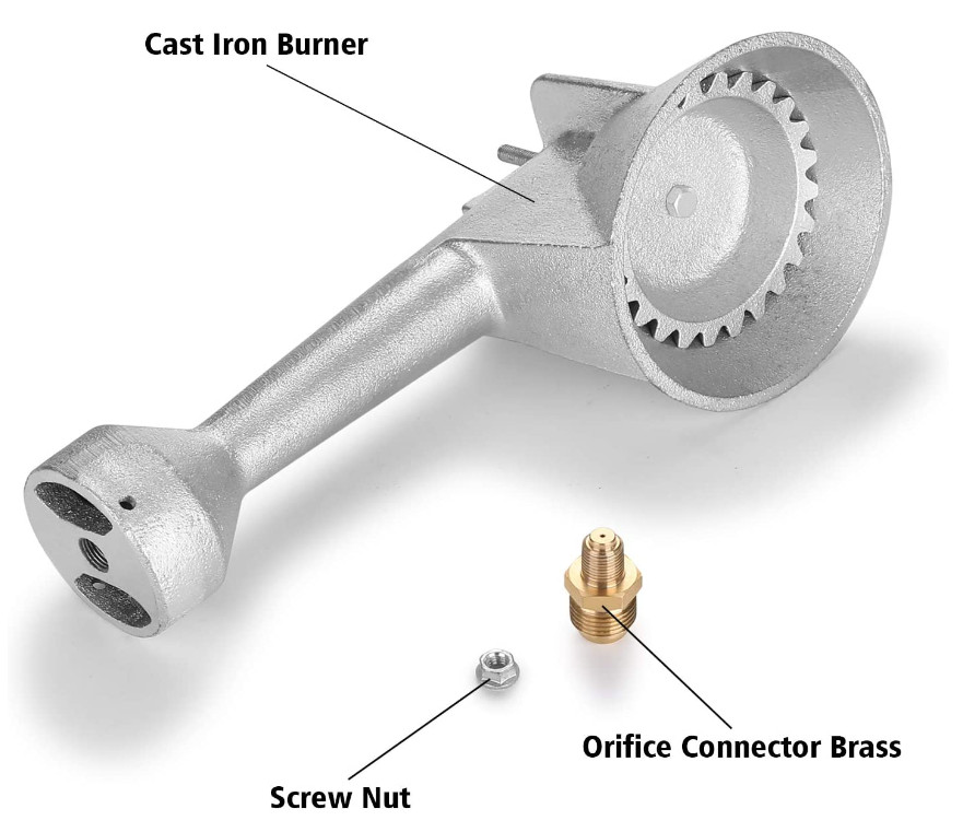Propane Cast-Iron Round Burner & 4FT 20PSI High Pressure Regulator Hose& Fitting
