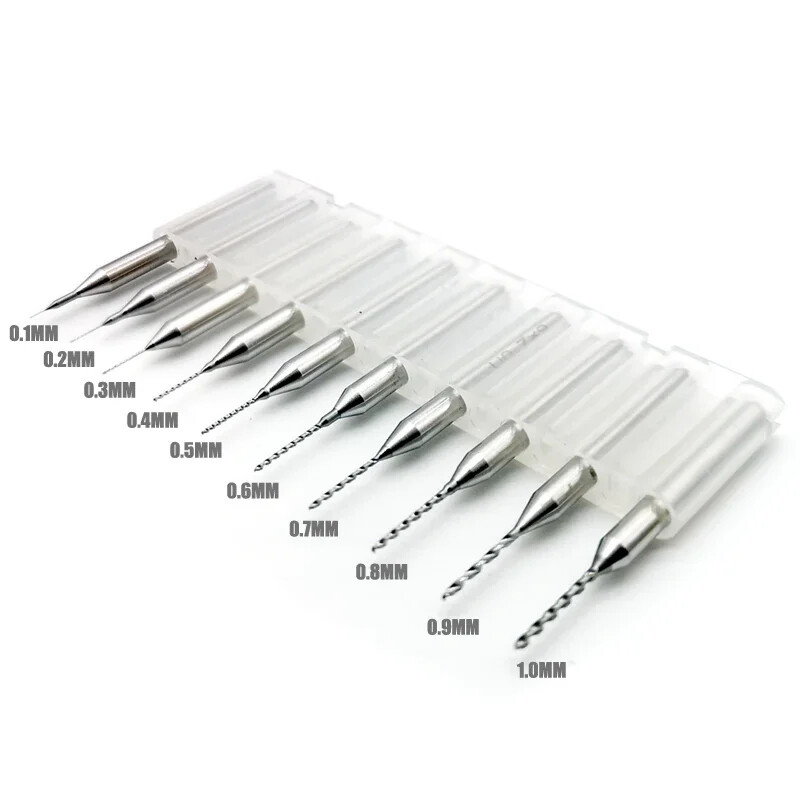 10PCS 0.1mm-3.0mm Tungsten Steel Tiny Drill Bits for Model Hobby Craft Tools