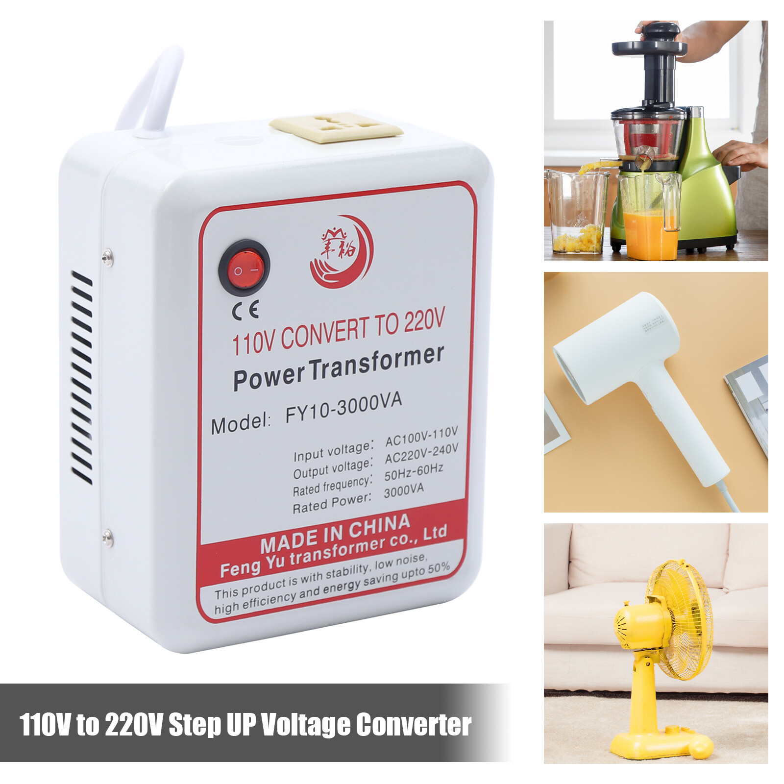 3000W Power Transformer Step Up Voltage Converter Adapter 110V-120V to 220V-240V