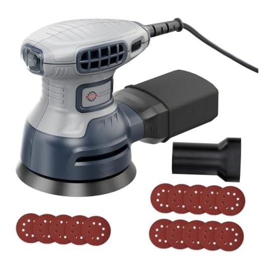 5-Inch Random Orbital Sander with Brake, 3Amp Electric Palm Sander 13000RPM |