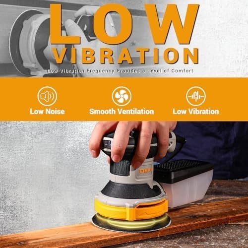 Orbital Sander Corded Hand Sander: 5″ Random Orbital Sander with Dust Box, 6 Va