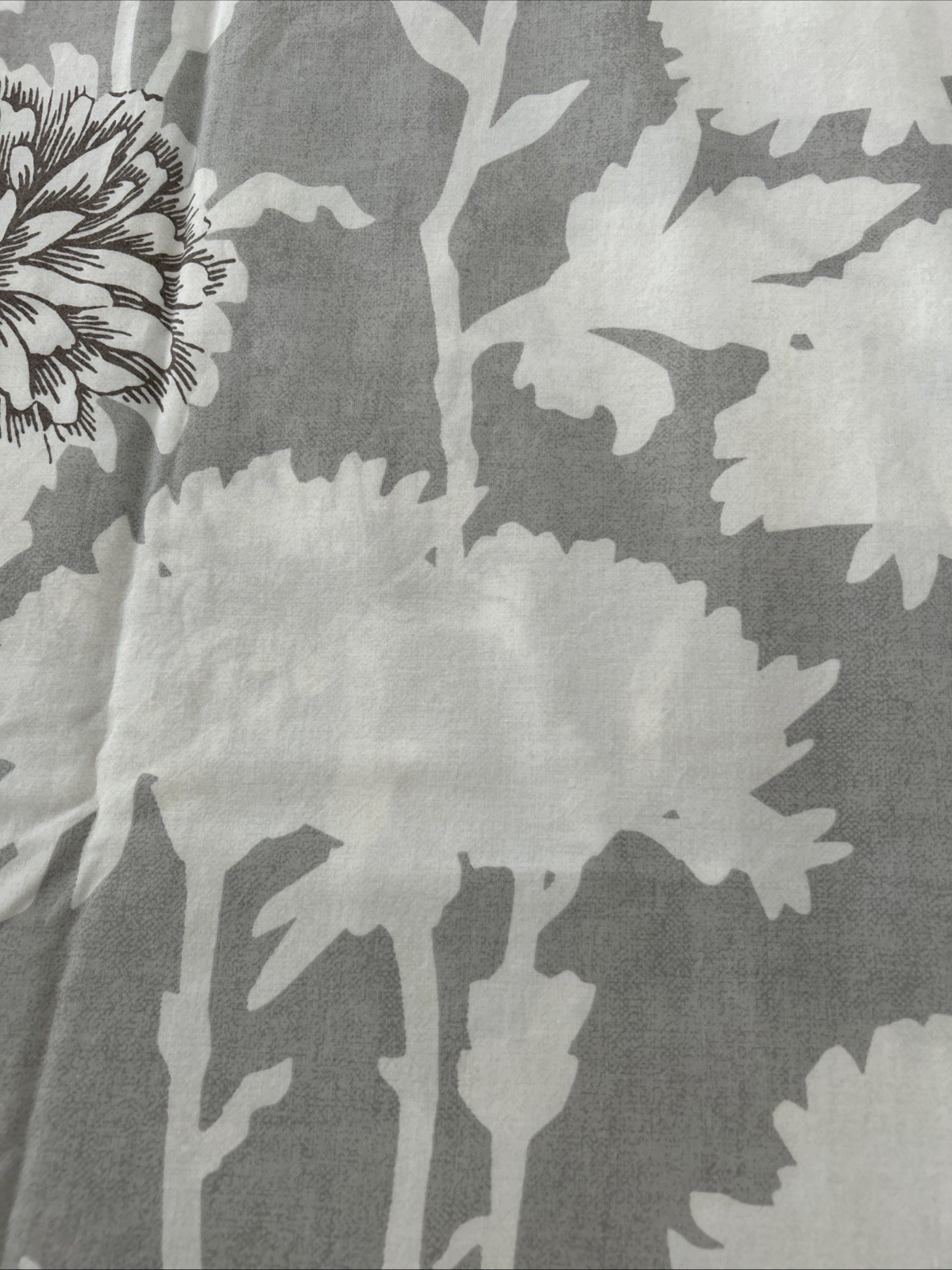 Pottery Barn Mum Gray White Floral Organic Cotton Duvet Cover King Pre-owned EC