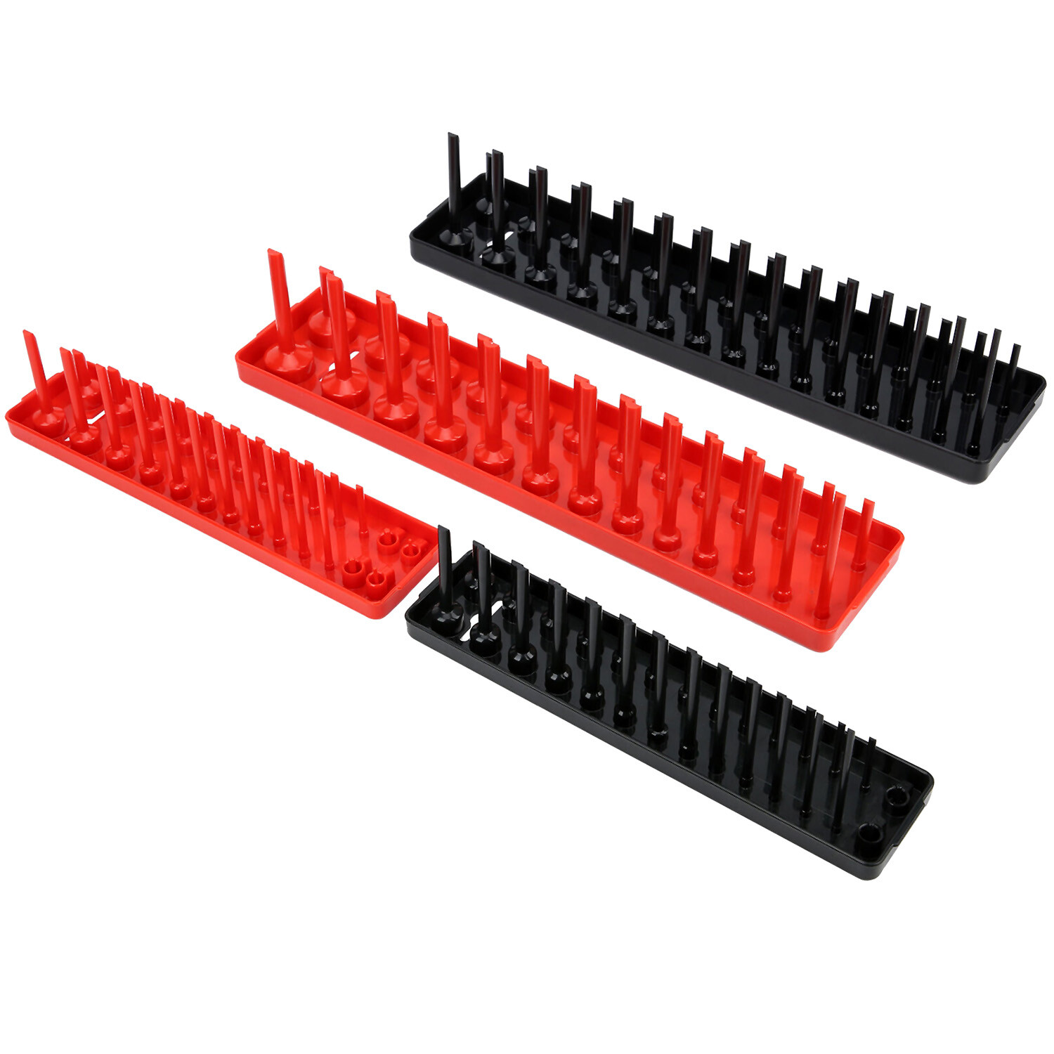 6PCS Socket Organizer Tray Set Hold 90 Metric&76 SAE Socket 1/4″ 3/8″ 1/2″ Drive