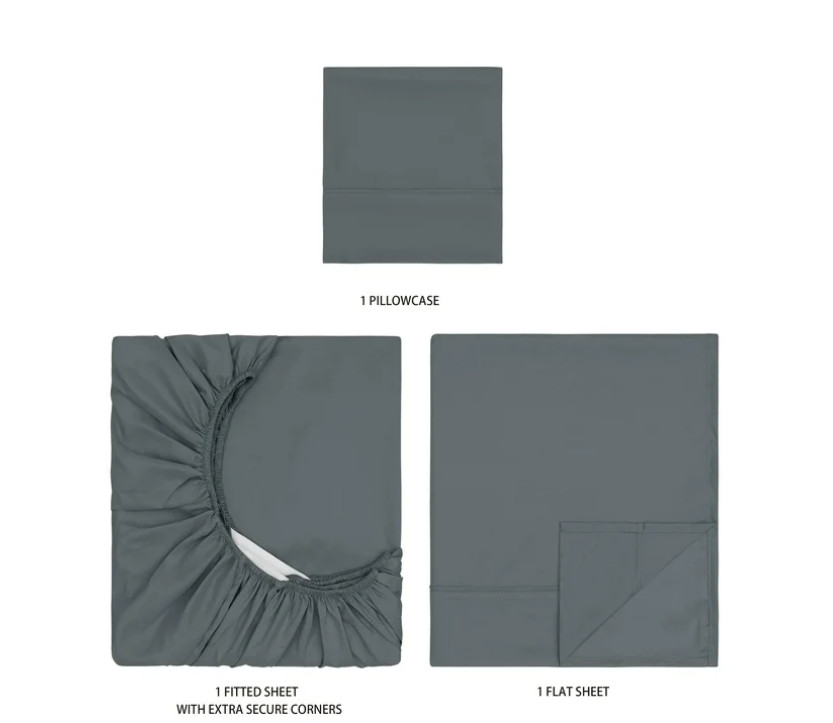 Mainstays Super Soft Brushed Microfiber Bed Sheet Set,Soothing Gray,Twin-XL, 3.