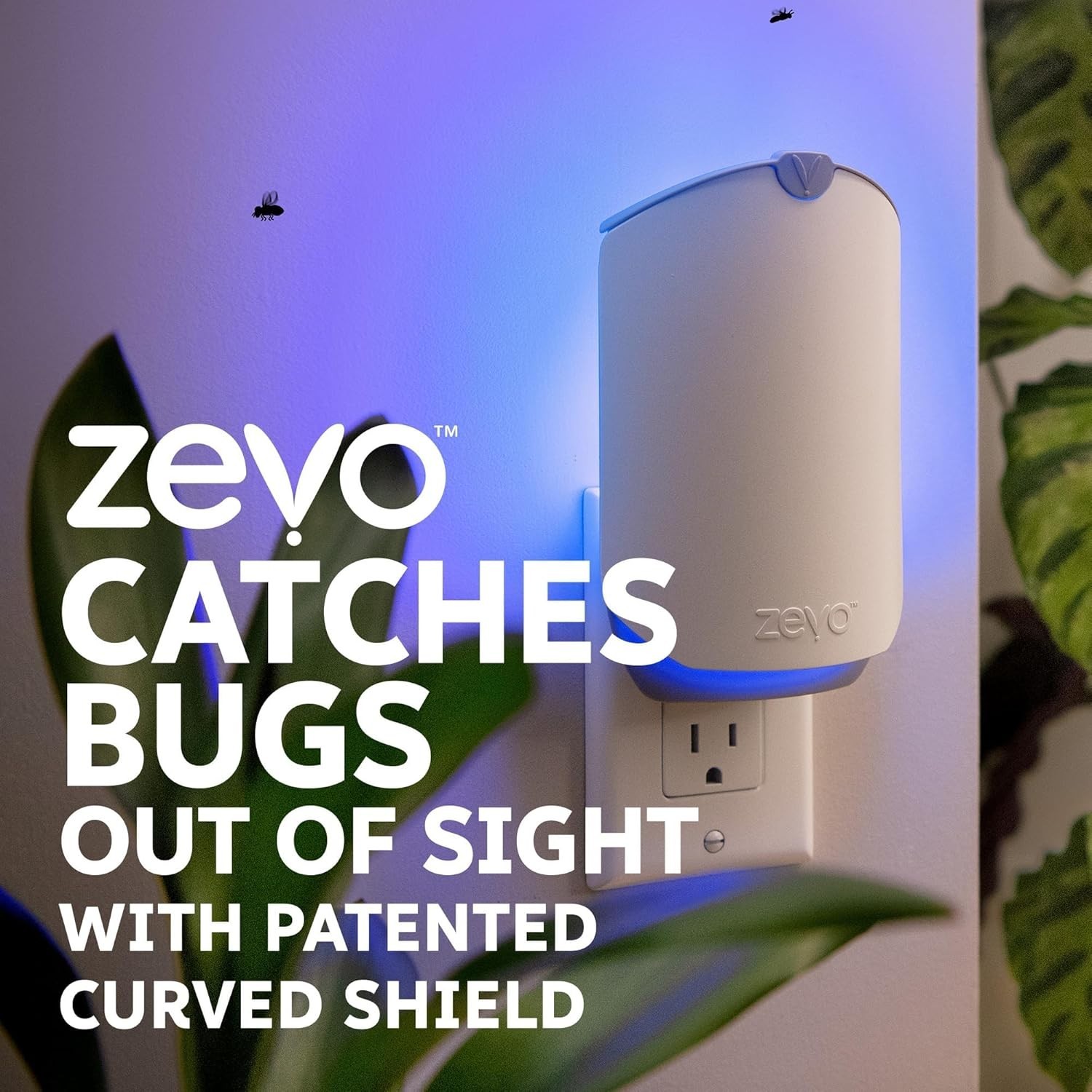 Zevo Flying Insect Trap (2 Plug-in Bases + 4 Cartridges) Featuring Blue UV Light
