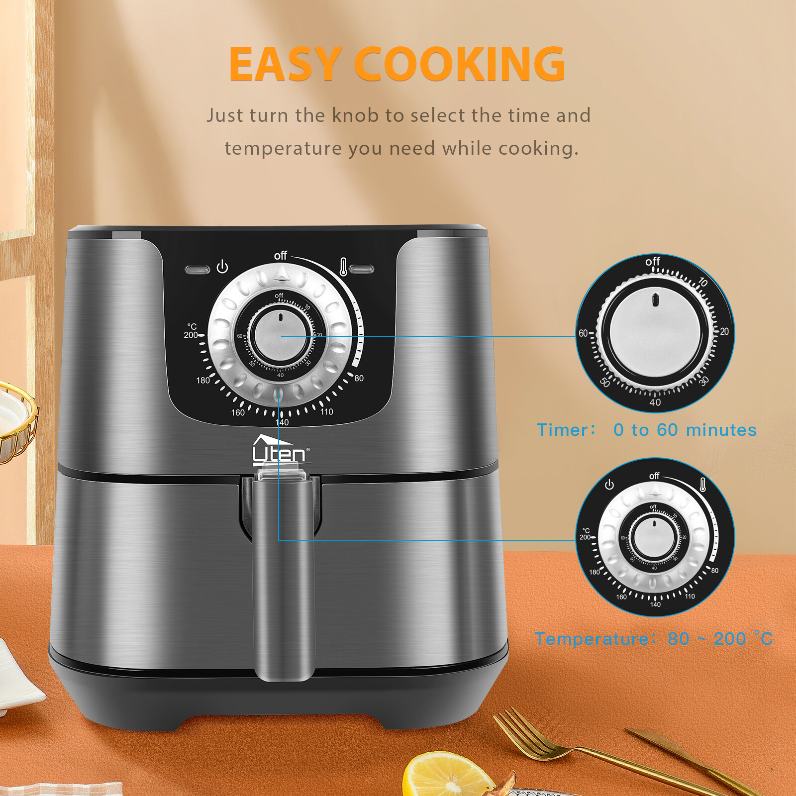 Digital Air Fryer 5Qt 1700W Programmable Rapid Circulation Healthy Cooking New