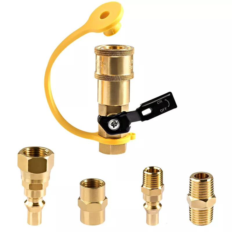 RV Quick Connect Fittings BBQ Grill Adapter 1/4″ NPT Propane Hose Adapter 5pcs
