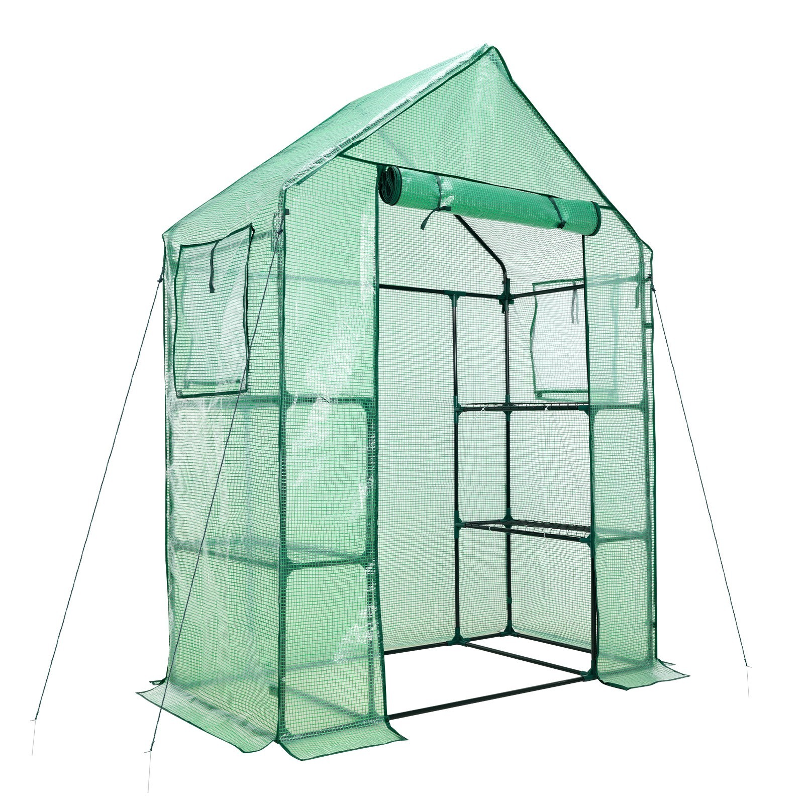 Portable Mini Walk-in Greenhouse 3 Tiers 6 Shelves Outdoor Green House PE Cover