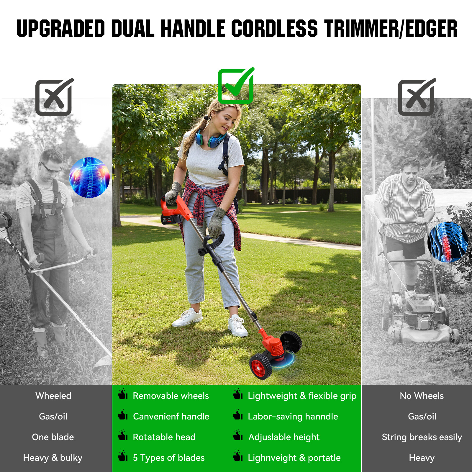 2026New Foldable Cordless Electric Grass String Trimmer Lawn Cutter Brush Mower