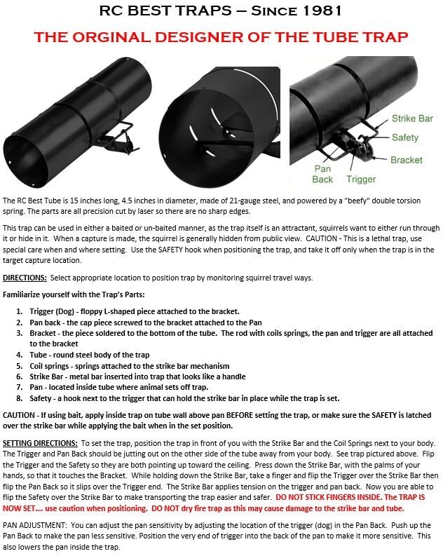 Authentic WCS Tube Traps – Squirrel Pest Control – Choose Model & Size Variation