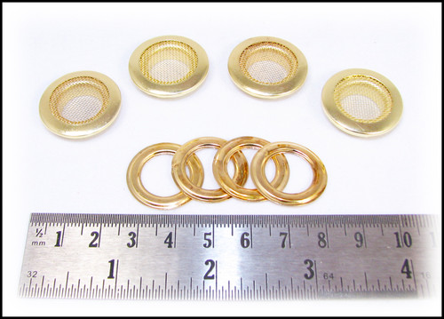 4pc. Beautiful Shiny 1″ Brass Screened Grommets with Matching Washers