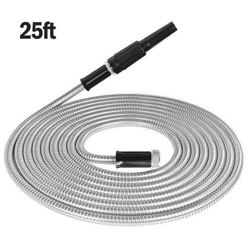 Stainless Steel Metal Garden Water Hose Pipe Flexible Lightweight 25/50/75/100FT