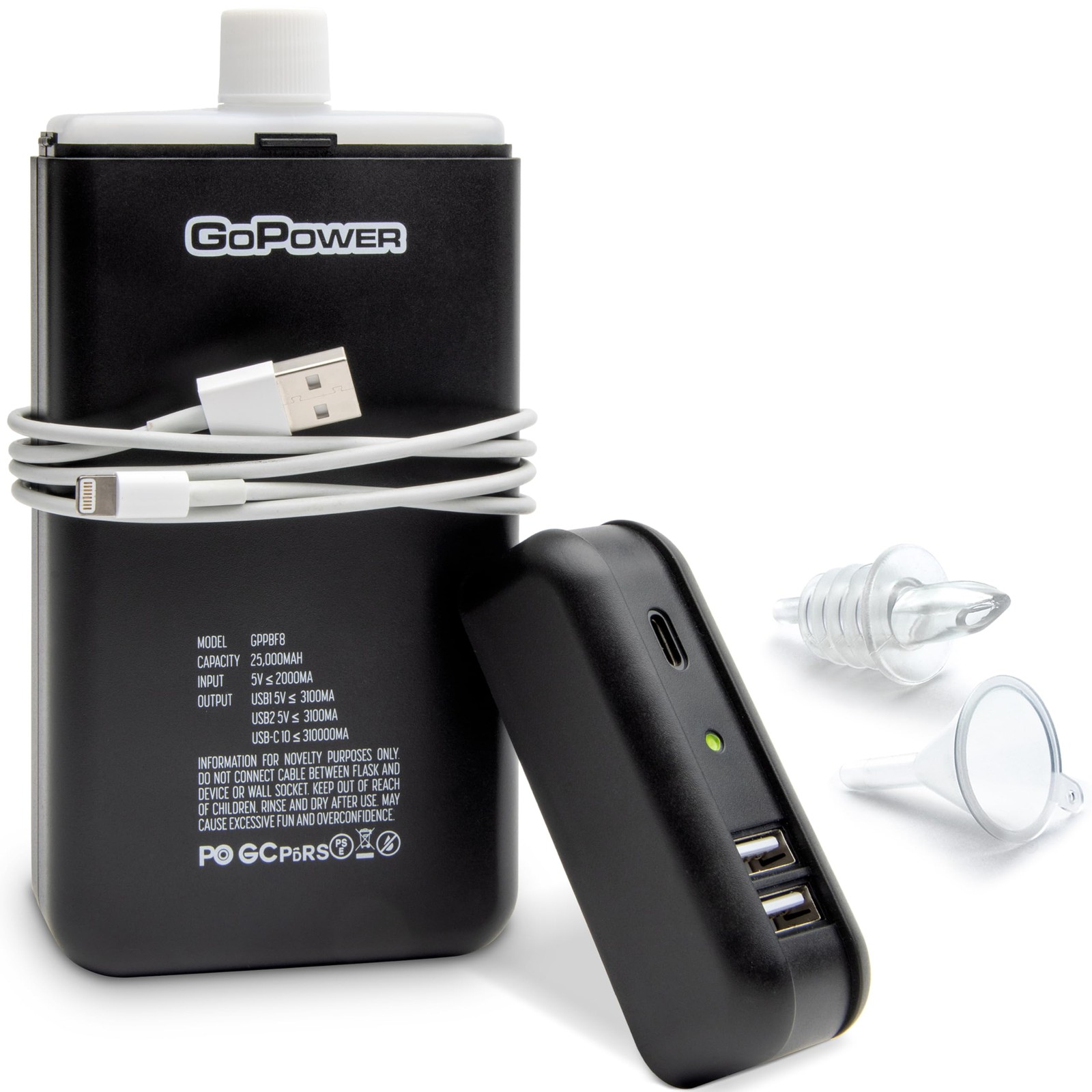 Power Bank Flask (8 Oz) – Hidden Alcohol Travel Flask – Secret Liquor Container