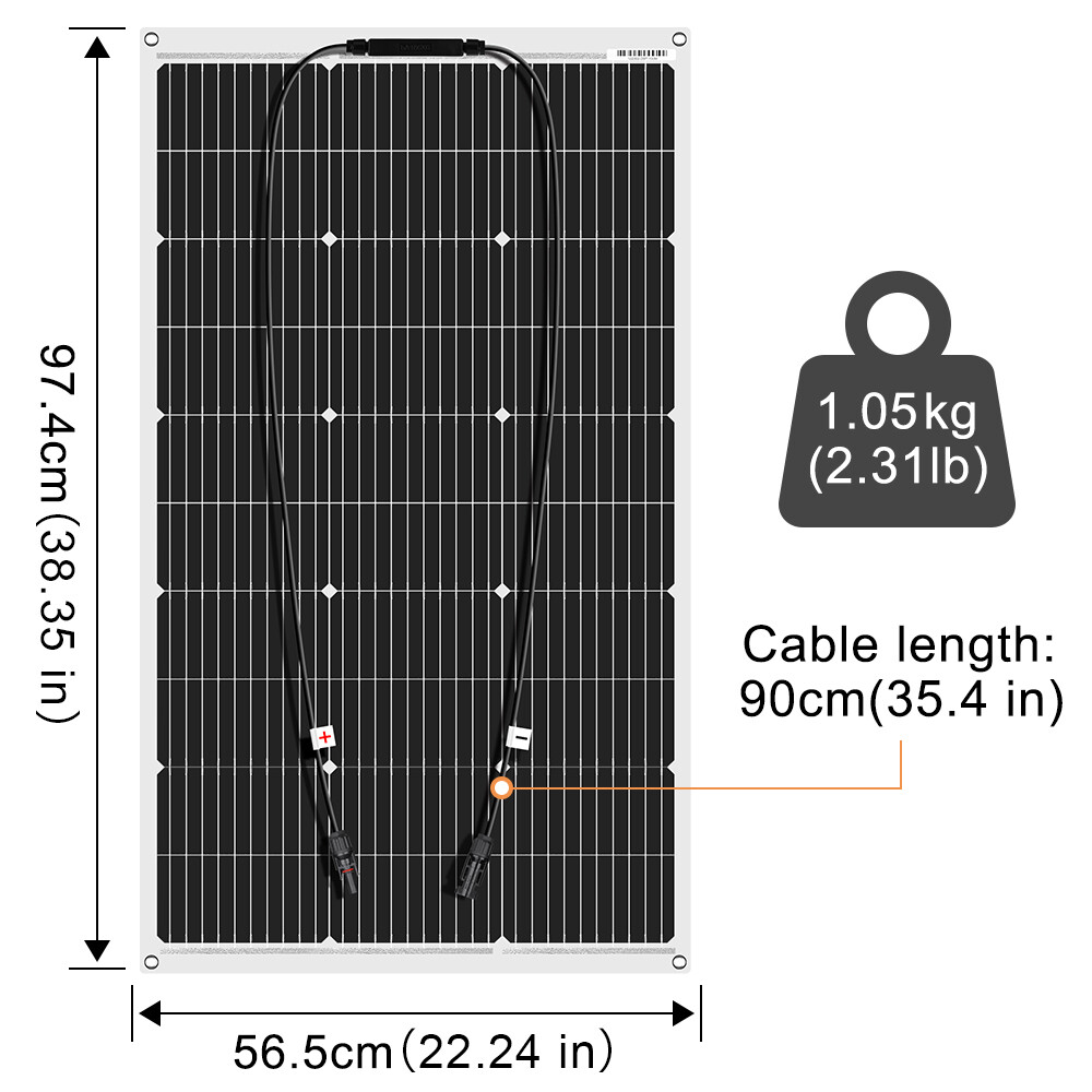 100W 200W Flexible Monocrystalline Solar Panel for RVs,Boats,Outdoor Power Needs
