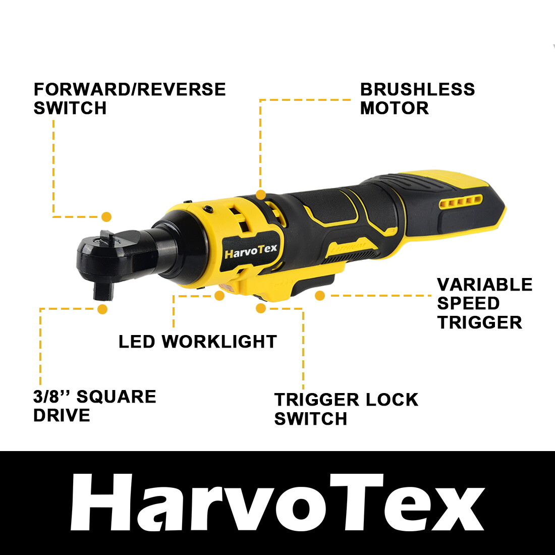 Brushless Cordless Electric Ratchet Wrench 3/8″ for Dewalt 20V Li-Ion Battery