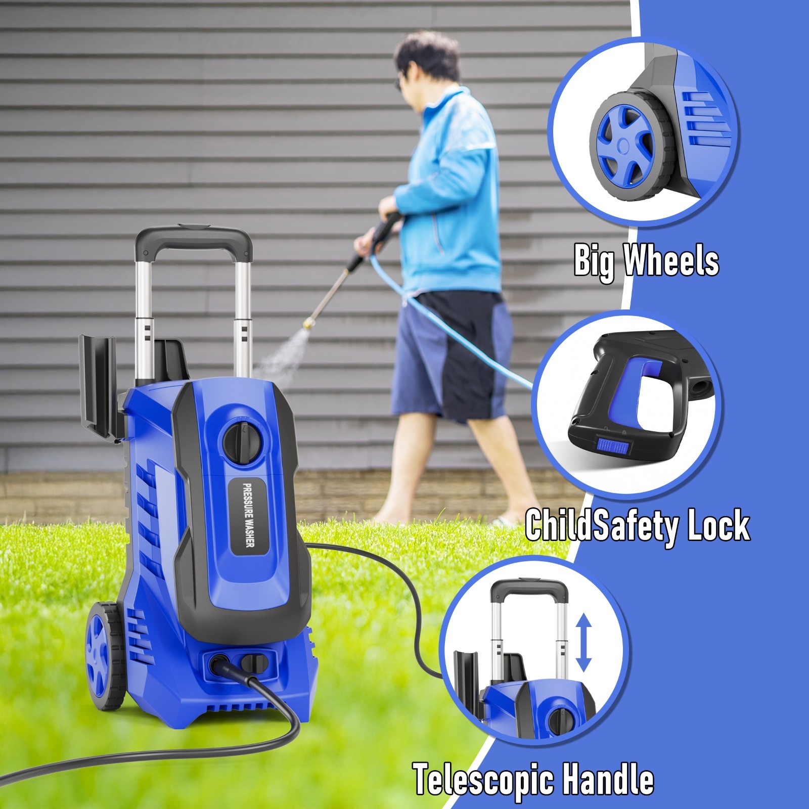 Electric Pressure Washer 5000PSI-Max 2.8GPM with 25FT Pressure Hose, Blue