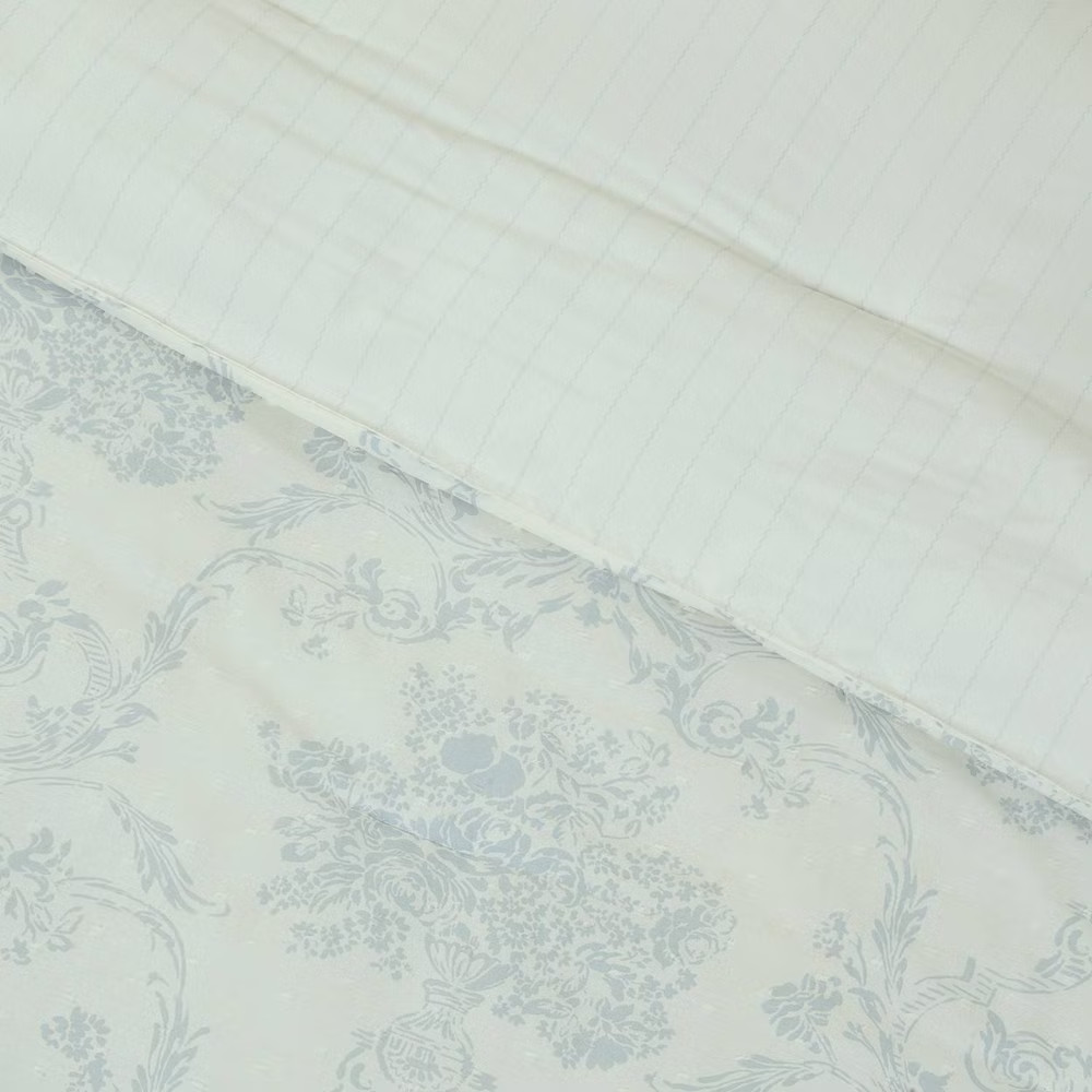 Twin Ruffle Comforter Set Blue Floral