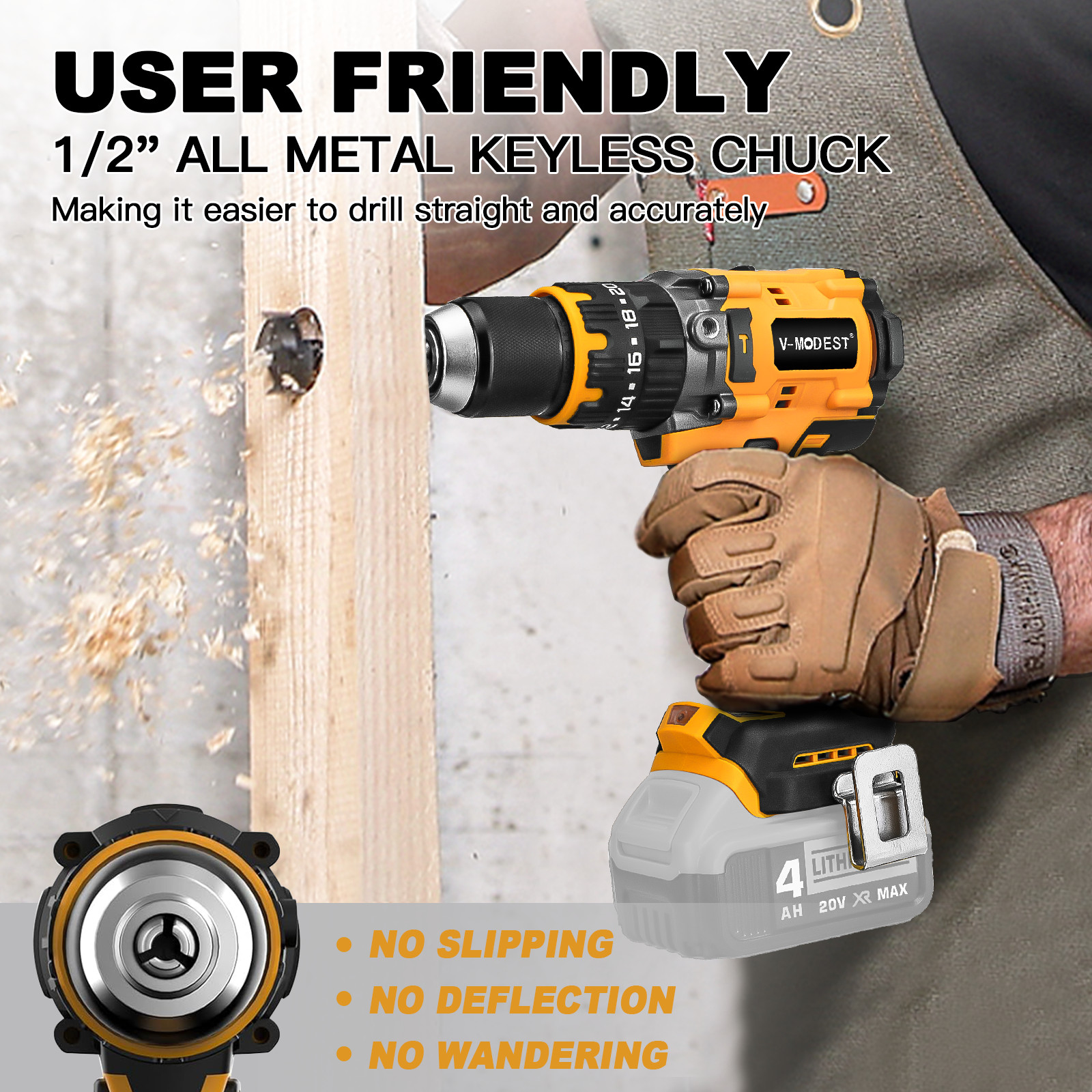 1/2″ Cordless Hammer Drill/Driver Brushless For DEWALT 20V MAX Battery 2-Speed