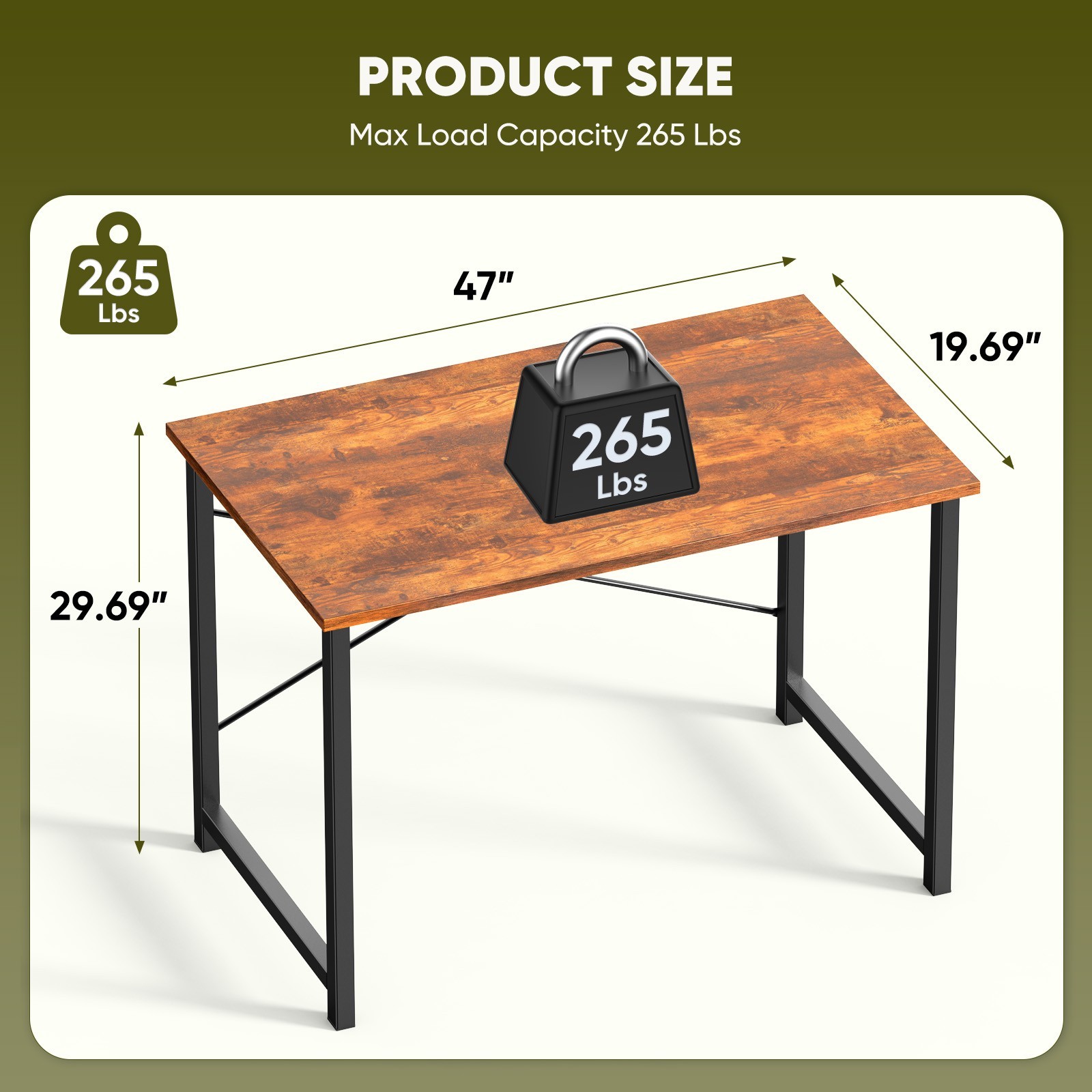 Home Office Computer Desk with Storage Bag and Hook – 40/47/55/63inch Sizes