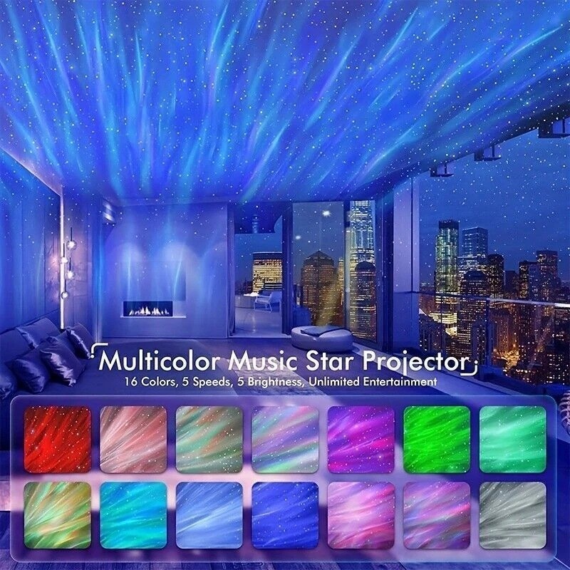 2 Pcs Northern Lights Galaxy Projection Lamp Aurora Star Projector Night Lights