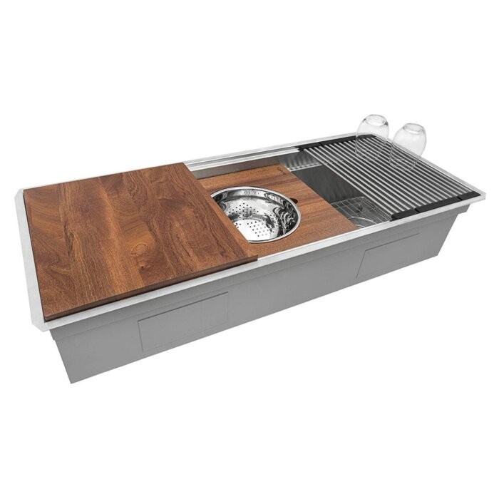 Ruvati 45″ Workstation Two-Tiered Undermount Kitchen Sink- RVH6333ST