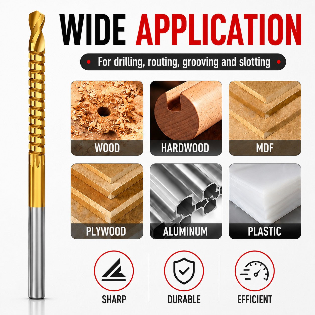 6PCS Titanium Drill Bit Tool Set,3-8mm Twist Drill,For Wood Metal Grooving