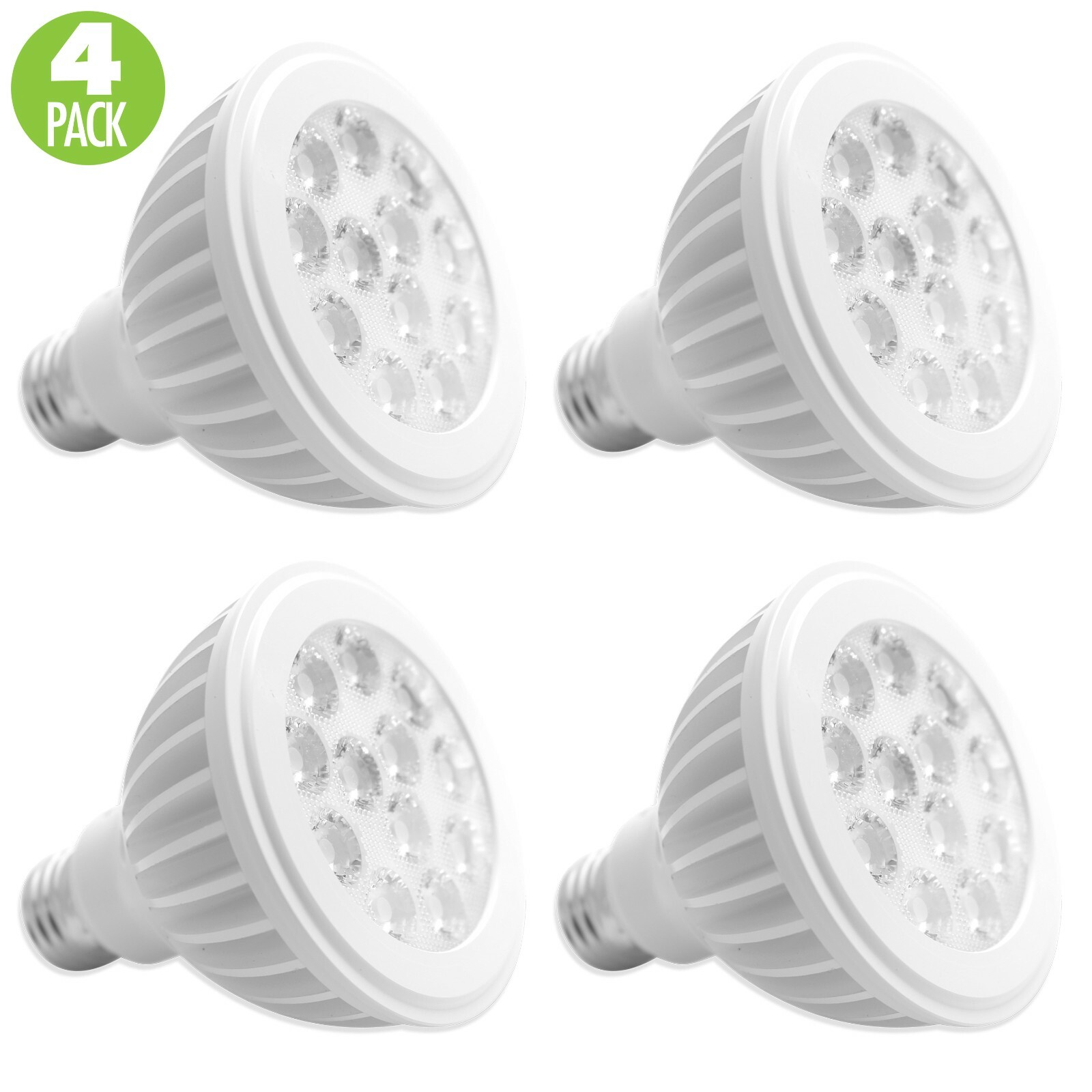 4x Leisure PAR30 FLOOD LED BULB 15W (100W) 1350 LUMEN 6500K Cool White Dimmable
